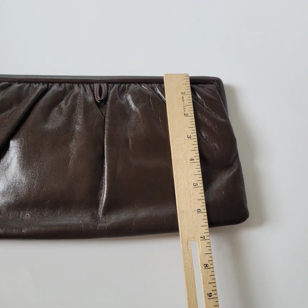 Vintage Leather Clutch Purse Shoulder Bag Brown Dark Academia Quiet Luxury Retro